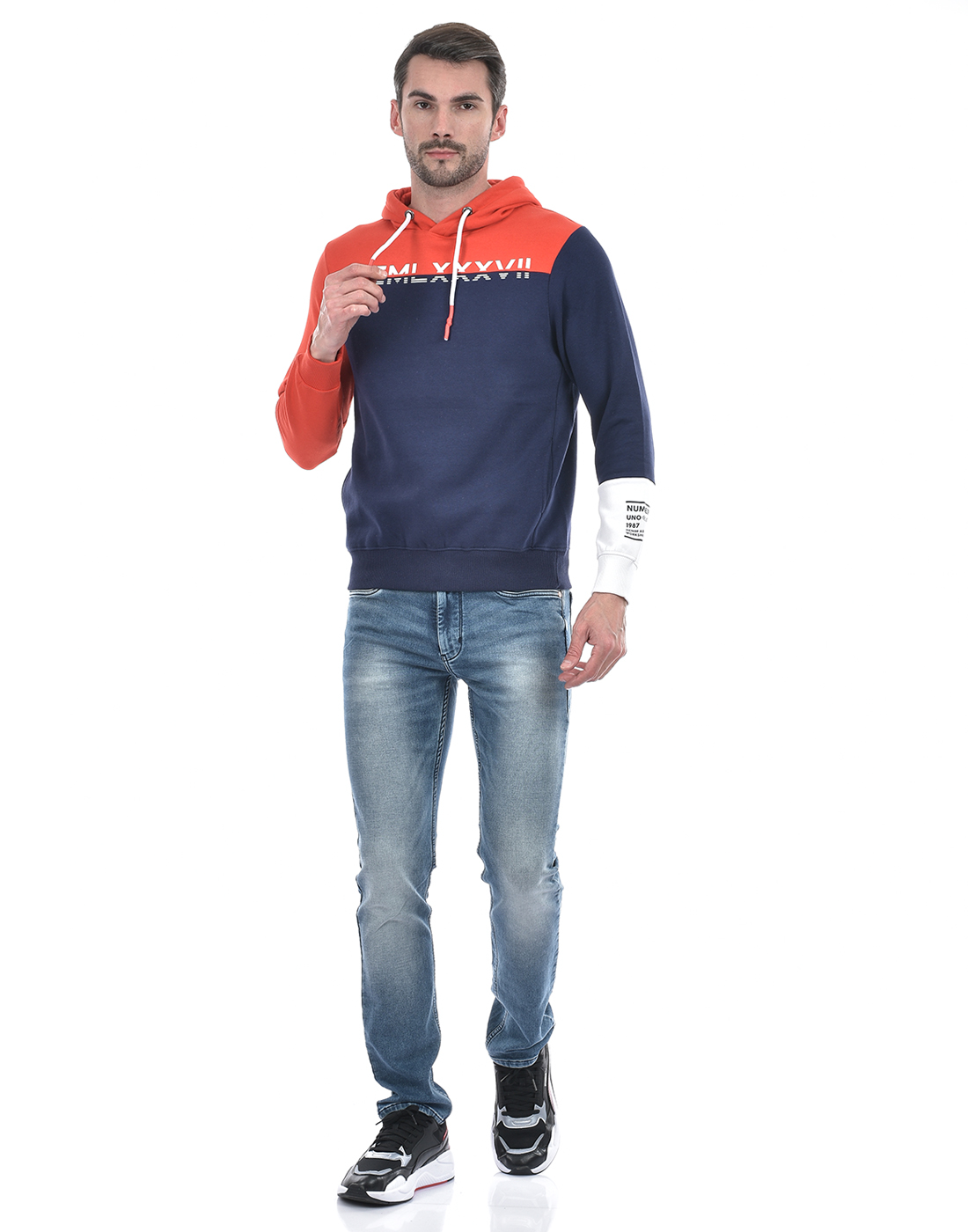 Numero Uno Men Color Block Multicolor Sweat Shirt